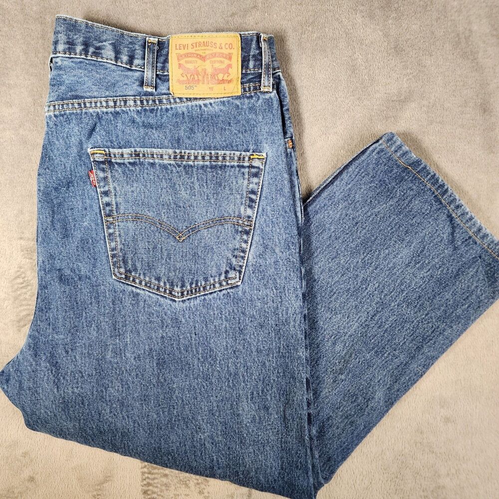 Levi's Men's 505 38x25 Jeans WATERLESS Regular Fit Straight Leg Medium Wash